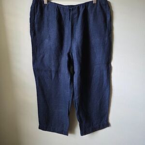 EUC PURE JILL J JILL LINEN BLUE CROP PANTS SIZE M